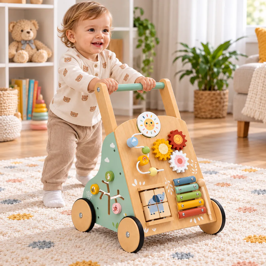Дрвена проодувалка со активности Tooky Toy - дополнителна фотографија