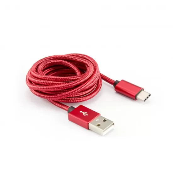 1SBOX USB 2.0 AM TO TYPE-C 1.5m CABLE BRAIDED RED