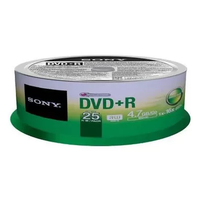 1SONY DVD+R 4.7GB 16X 25DPR47SB 25PCS BUL