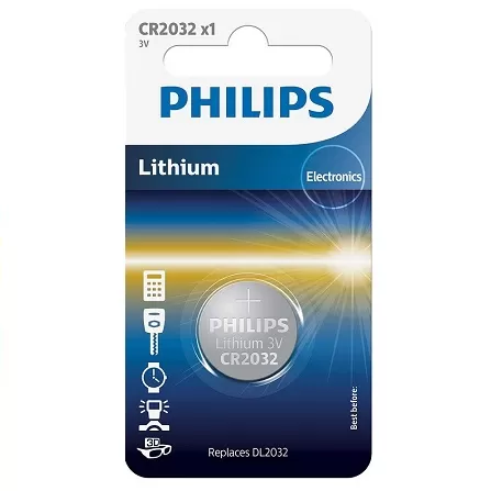 1PHILIPS CR2032 3V 1 PACK LITHIUM BATTERY