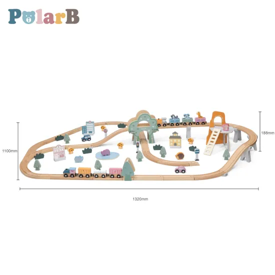 Дрвен сет со воз и пруга PolarB – 92 дела